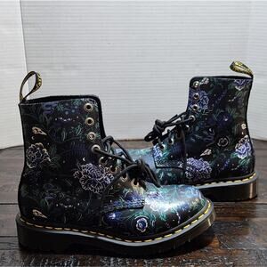 Dr Martens 1460 Pascal Mystic Floral Lace Up Leather‎ Boots Women Size 6 NEW